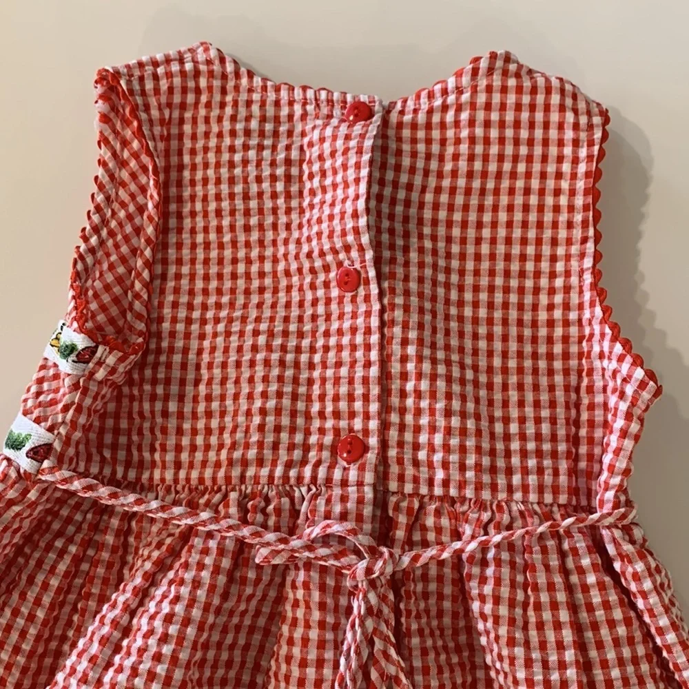 Youngland - 5, red and white checked‎ seersucker dress